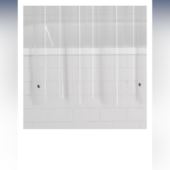 Clear PVC shower curtain with black hooks - Picture 2 of 6